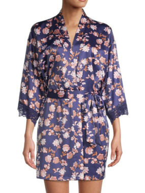 In Bloom by Jonquil Madeline Satin & Lace Robe Multicolor Size M/L